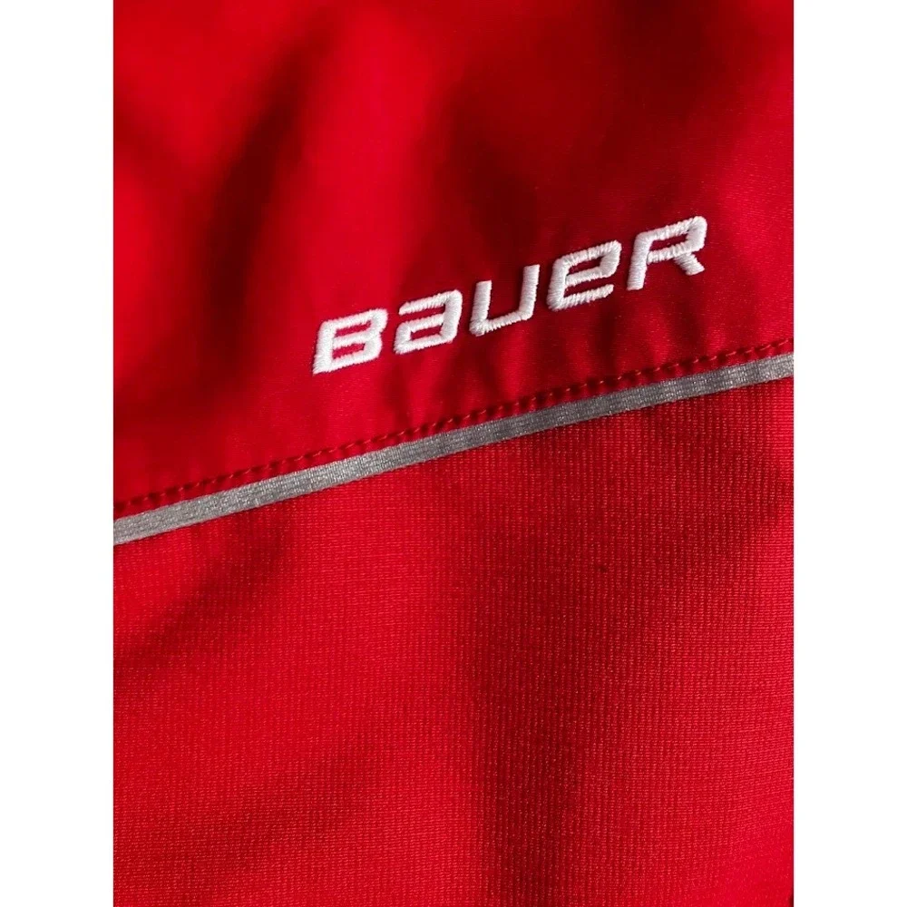 Bauer Team Youth Large Red Full Zip Hockey Warm Up Jacket Reflective Softshell